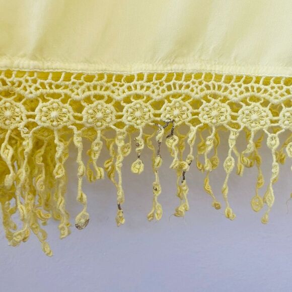 Yellow Ombre Cover up Dress with Embroidered Fringe Size L Vacation Resort - Picture 8 of 8